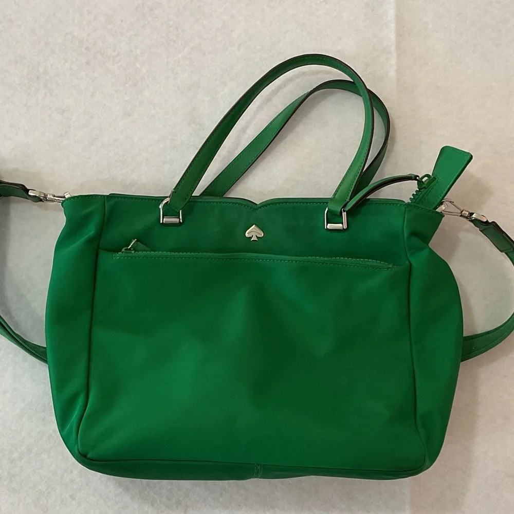 kate spade vibrant green nylon tote with detachable strap